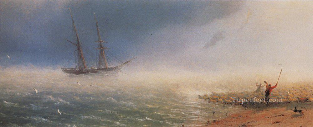 Ivan Aivazovsky sheep which forced by storm to the sea Seascape Oil Paintings